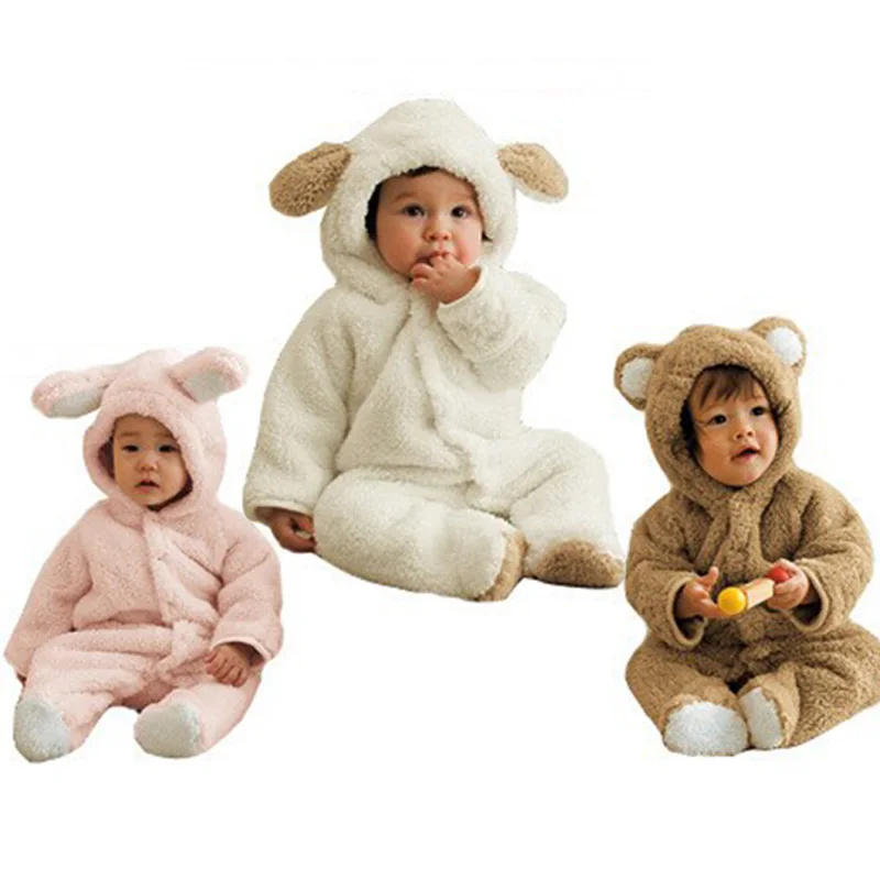 

Newborn Baby Boy Clothing Fleece Winter Girl Rabbit Romper Infant Babies Clothes Meninas Bear Down Snowsuit Pink Blue Jumpsuit