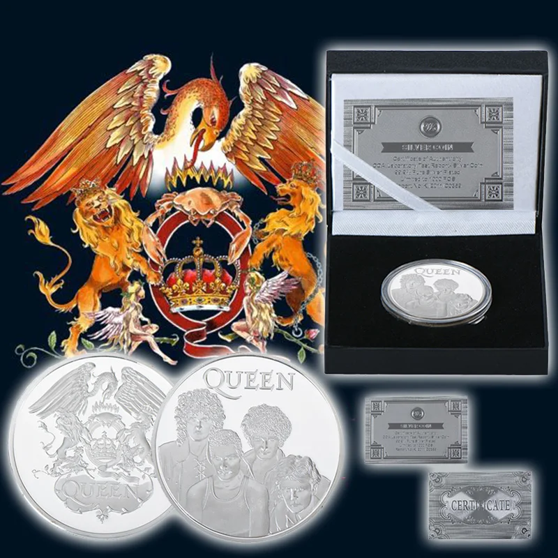 WR Queen Metal Challenge Coin Queen Silver Plated Commemorative Coin Vintage Home Decor UK Band Silver Coins for Fans Souvenir
WR Queen Metal Challenge Coin Queen Silver Plated Commemorative Coin Vintage Home Decor UK Band Silver Coins for Fans Souvenir