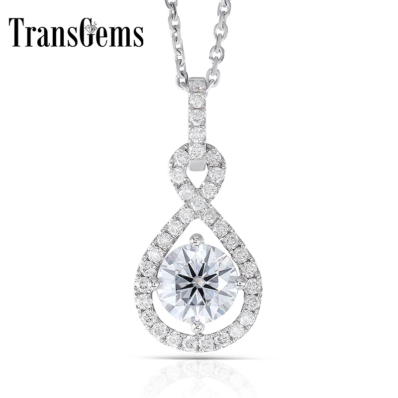 Transgems 14K White Gold 585 6.5MM 1 Carat F Color Hearts and Arrows Moissanite Halo Pendant Necklace for Women Wedding
Transgems 14K White Gold 585 6.5MM 1 Carat F Color Hearts and Arrows Moissanite Halo Pendant Necklace for Women Wedding