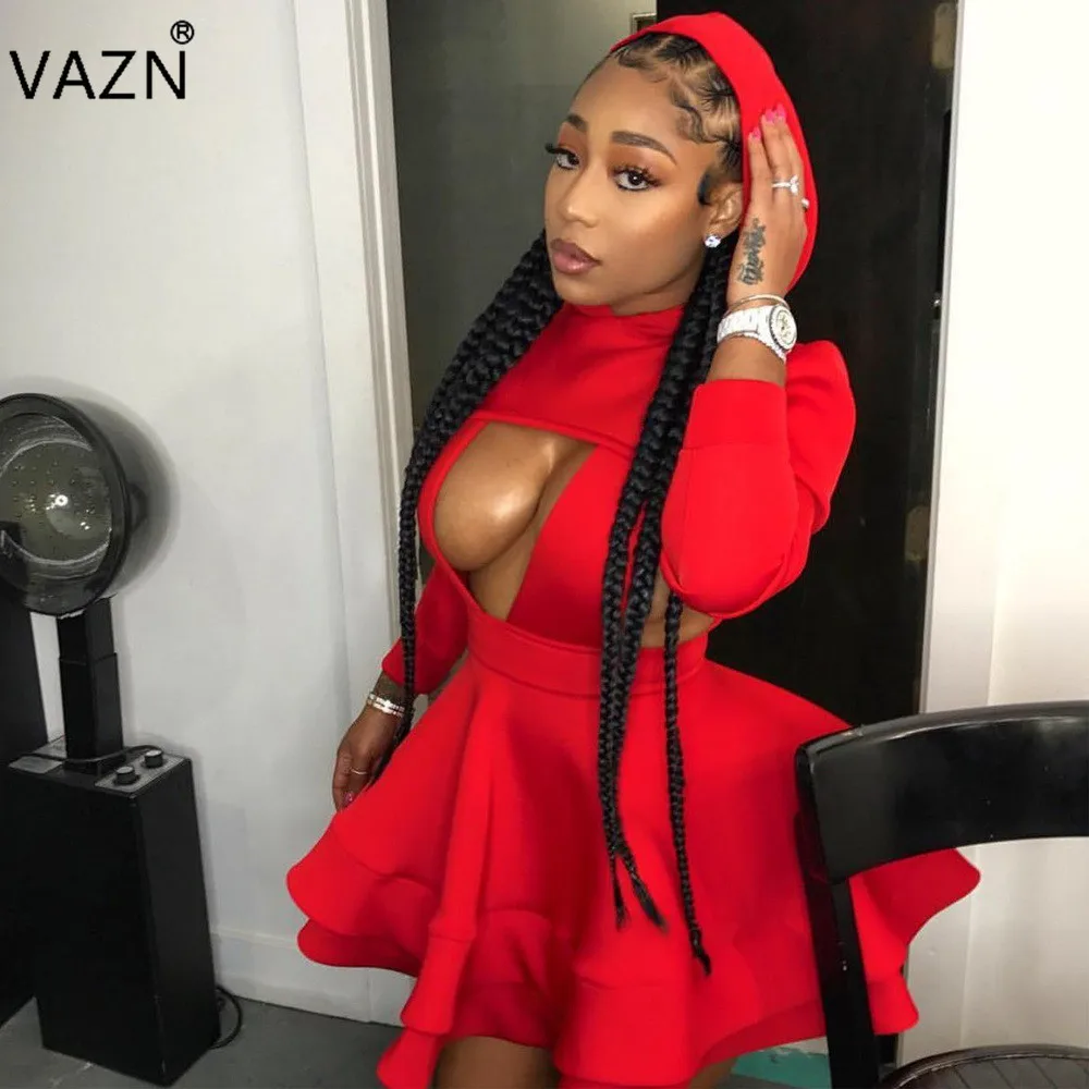 VAZN Top Quality High Design 2017 Bandage Dress Full Sleeve Mini Sexy Dress Solid Red Hooded Casual Dress B9032
VAZN Top Quality High Design 2017 Bandage Dress Full Sleeve Mini Sexy Dress Solid Red Hooded Casual Dress B9032
