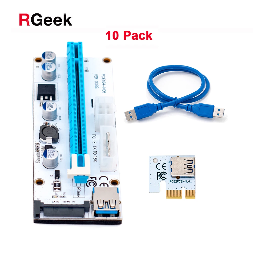 VER008S 3 in 1 Molex 4Pin SATA 6PIN PCIE PCI-E PCI Express Riser Card 1x to 16x USB 3.0 Cable For Mining BTC Miner
VER008S 3 in 1 Molex 4Pin SATA 6PIN PCIE PCI-E PCI Express Riser Card 1x to 16x USB 3.0 Cable For Mining BTC Miner