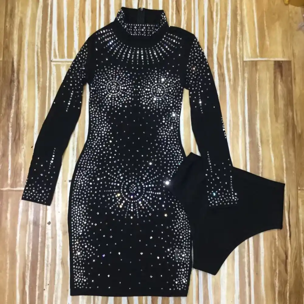 next black hot fix dress