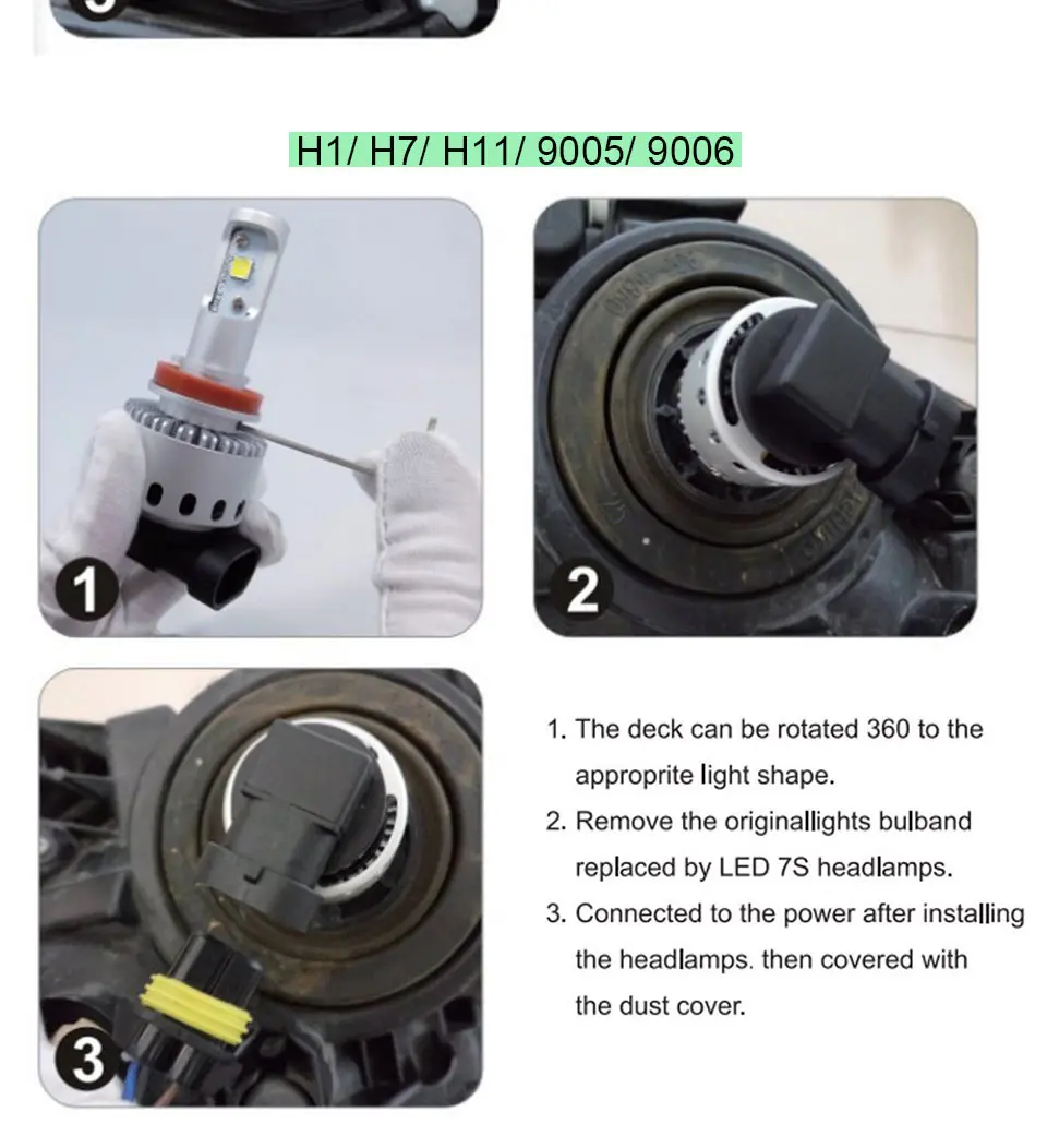 Auto Headlamp LED Light H1 H4 H7 Car Headlight Bulbs H11 9005 9006 LED Lamp Kit 12V 24V Automotive 80W 9600LM CREE LEDs (23)