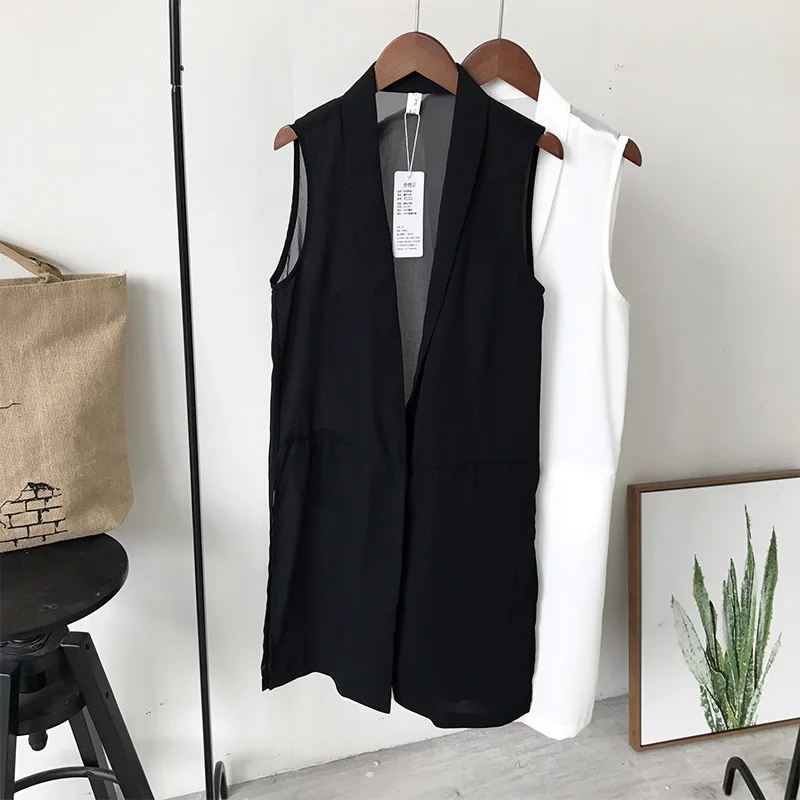 Plus Size Summer Loose Thin Women's Vest Lapel Collar Chiffon Vests Women Sleeveless Cardigan White Long Vest Female Waistcoat
Plus Size Summer Loose Thin Women's Vest Lapel Collar Chiffon Vests Women Sleeveless Cardigan White Long Vest Female Waistcoat