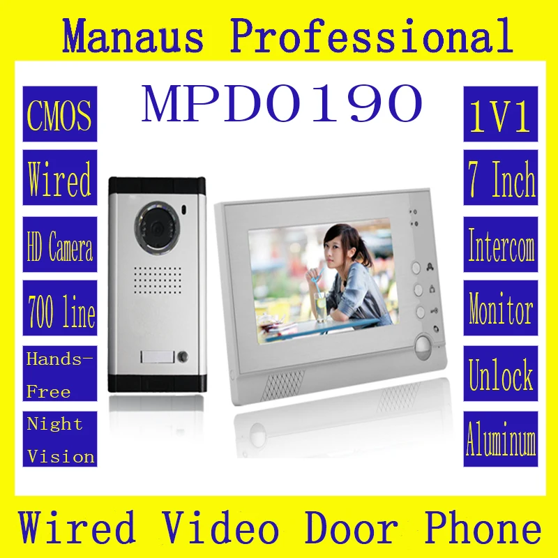 Professional Smart Home 7"TFT color LCD digital indoor screen infrared Night Vision monitor 1V1 Wried Video Intercom Phone D190C
Professional Smart Home 7"TFT color LCD digital indoor screen infrared Night Vision monitor 1V1 Wried Video Intercom Phone D190C