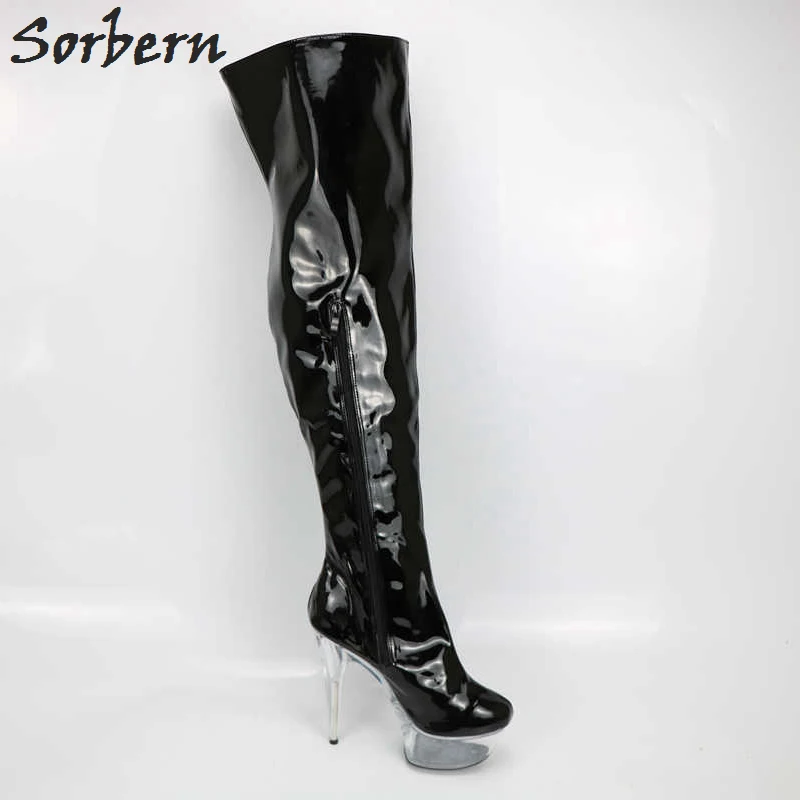 Pvc Latex Boots With Clear Heel Sorbern Sexy Bdsm Over The Knee
