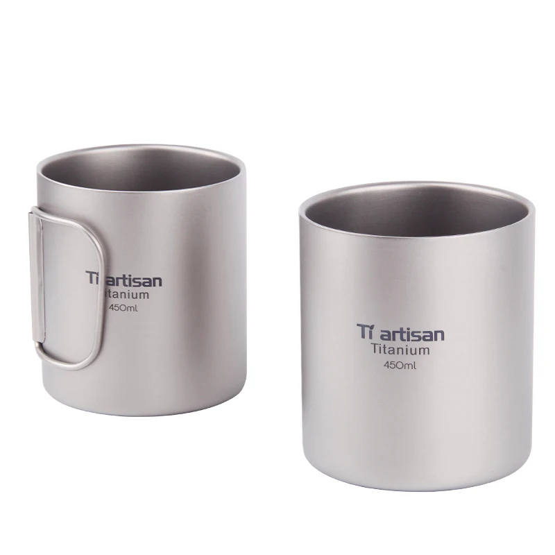 Tiartisan 450ml Titanium Cup Outdoor Water Cup Portable Camping Tableware Picnic Water Cup Double Wall Mug Foldable Handle
Tiartisan 450ml Titanium Cup Outdoor Water Cup Portable Camping Tableware Picnic Water Cup Double Wall Mug Foldable Handle