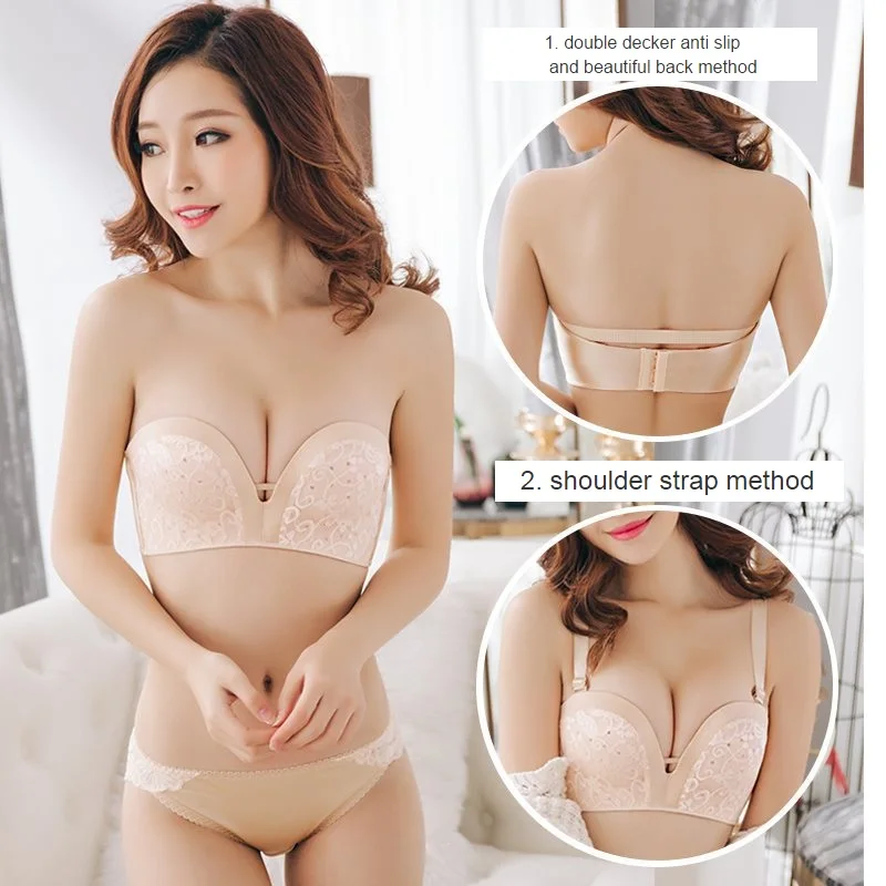 Wedding wear Chest-wiping palm cup Air vent Strapless Gathering underwear suits bra push up plus size women strapless bra
Wedding wear Chest-wiping palm cup Air vent Strapless Gathering underwear suits bra push up plus size women strapless bra