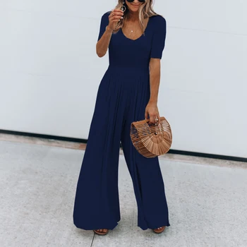 Women Summer Short Sleeve O Neck Loose European Style Wide Leg Jumpsuits Female Streetwear Sexy Casual Solid Jumpsuits SJ3108U
Women Summer Short Sleeve O Neck Loose European Style Wide Leg Jumpsuits Female Streetwear Sexy Casual Solid Jumpsuits SJ3108U