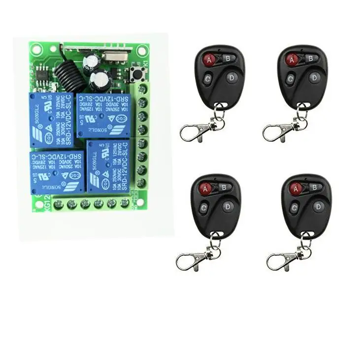 DC12V 4CH 10A Wireless Remote Control Switch System Receiver + Transmitters for Appliances Gate Garage Door/ window /lamp 433 M
DC12V 4CH 10A Wireless Remote Control Switch System Receiver + Transmitters for Appliances Gate Garage Door/ window /lamp 433 M