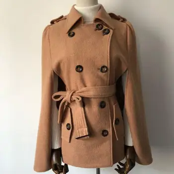 Fashion Camel Color Woolen Coats Cloak for Women Workwear Winter Office Lady Outwear Double breasted Overcoat Cape
Fashion Camel Color Woolen Coats Cloak for Women Workwear Winter Office Lady Outwear Double breasted Overcoat Cape