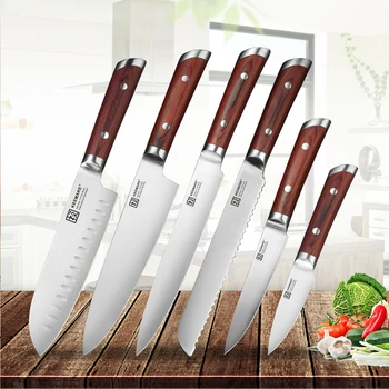 KEEMAKE 6PCS Kitchen Chef Knives Set German 1.4116 Steel knife Sharp Santoku Bread Utility Knife Color Wood Handle Slicing Cut
KEEMAKE 6PCS Kitchen Chef Knives Set German 1.4116 Steel knife Sharp Santoku Bread Utility Knife Color Wood Handle Slicing Cut