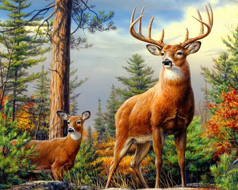 GLymg Handicrafts Diy Diamond painting Forest deer Rhinestone Cross stitch Mosaic Picture Diamond embroidery Animal painting