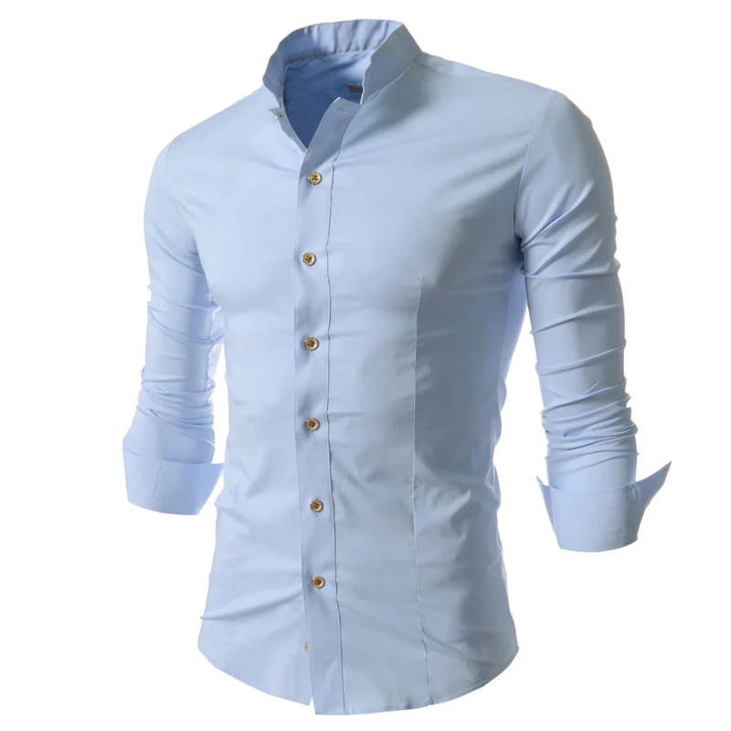 NEW 2020 Fashion spring autumn gold button business base shirts waiter hotel stand collar Slim Fit shirts men camisa hombre
NEW 2020 Fashion spring autumn gold button business base shirts waiter hotel stand collar Slim Fit shirts men camisa hombre