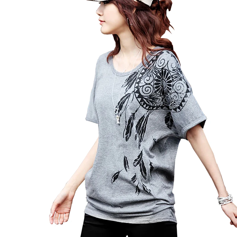 2018 Plus size T Shirts Women Loose t-shirts Cotton O-neck Printed Tops Batwing Short Sleeve Vetement Femme M 3XL
2018 Plus size T Shirts Women Loose t-shirts Cotton O-neck Printed Tops Batwing Short Sleeve Vetement Femme M 3XL
