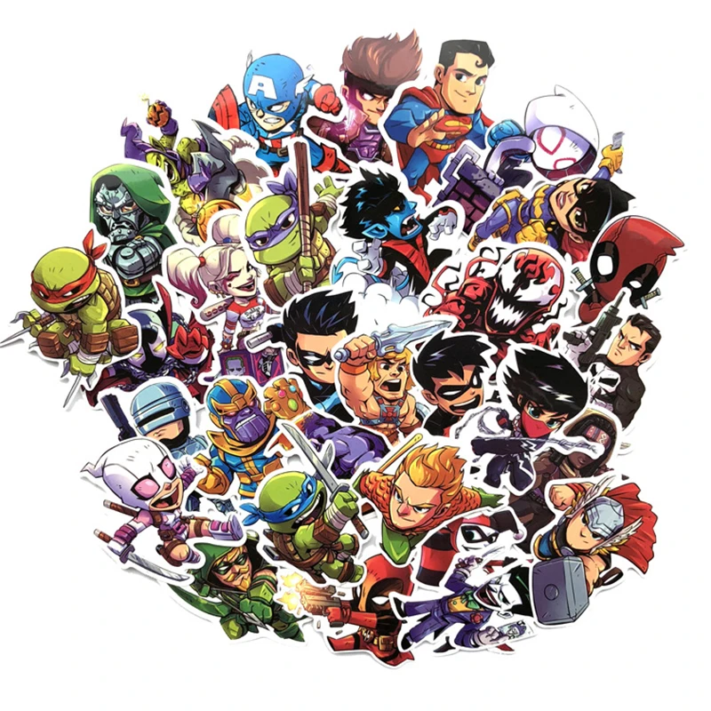 50pcs/set Cartoon MARVEL Stickers Super Hero For Luggage Car Laptop Notebook Decal Fridge Skateboard
50pcs/set Cartoon MARVEL Stickers Super Hero For Luggage Car Laptop Notebook Decal Fridge Skateboard