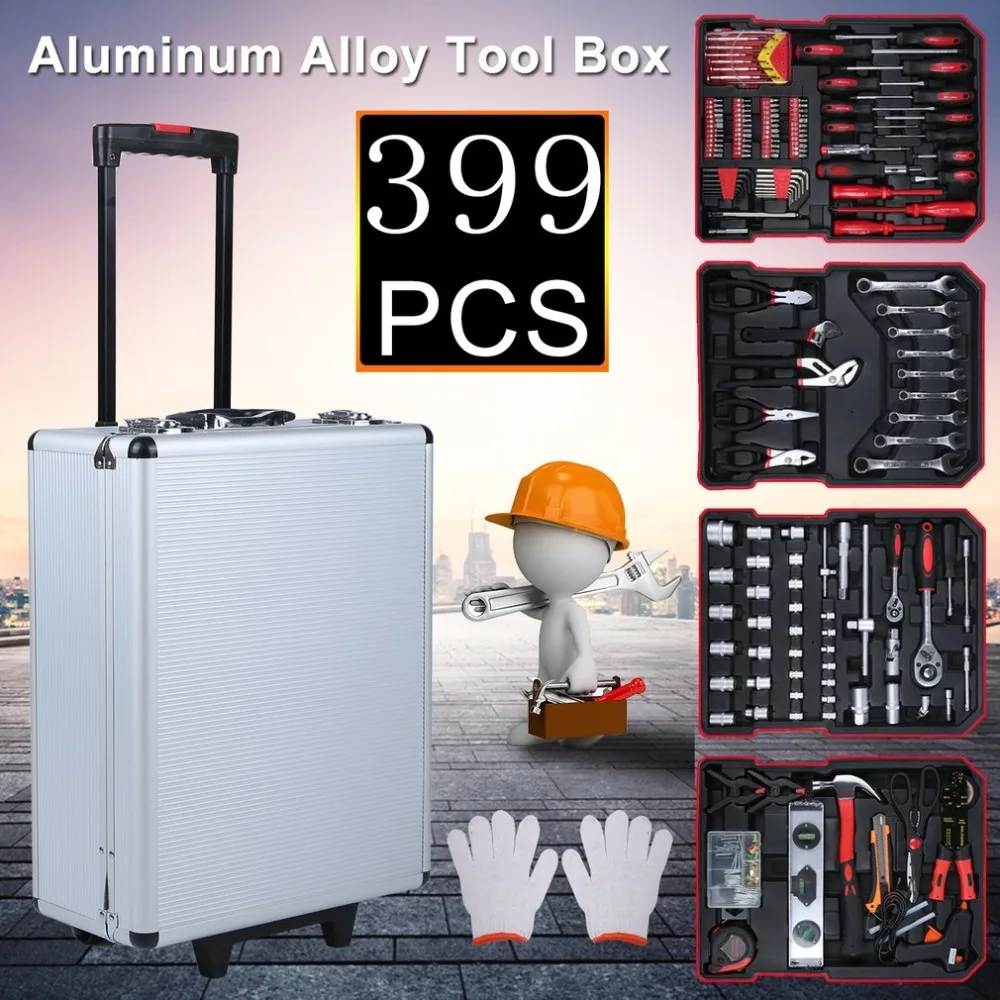 399 PCS Tool Trolley Suitcase Set With Aluminum Alloy Storage Box Universal Mobile Workshop Toolbox Garage Precision Tools
399 PCS Tool Trolley Suitcase Set With Aluminum Alloy Storage Box Universal Mobile Workshop Toolbox Garage Precision Tools