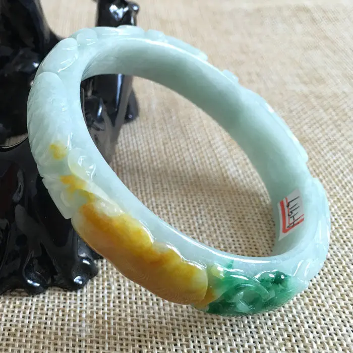 A-1919 Chinese Hand-carved Brown Green Jadeite Jade Gems Bangle Bracelet 63mm
A-1919 Chinese Hand-carved Brown Green Jadeite Jade Gems Bangle Bracelet 63mm