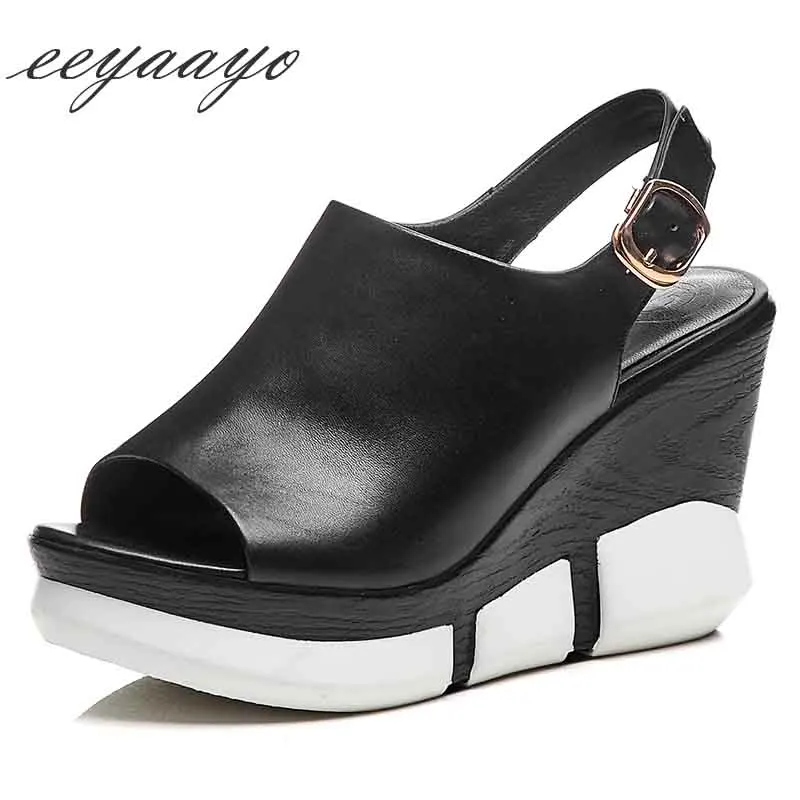2019 New Summer Genuine Leather Women Sandals High Wedge Heel Buckle Fashion Casual Women Platform Shoes Black Female Sandals
2019 New Summer Genuine Leather Women Sandals High Wedge Heel Buckle Fashion Casual Women Platform Shoes Black Female Sandals