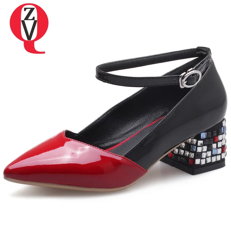 ZVQ Brand handmade Genuine Patent leather Women Pumps summer girl ruby Crystal party 4.5 cm med heels woman wedding shoes
ZVQ Brand handmade Genuine Patent leather Women Pumps summer girl ruby Crystal party 4.5 cm med heels woman wedding shoes