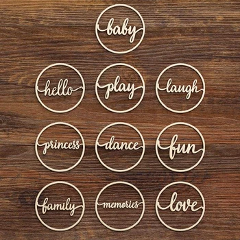 10pcs Wooden Baby Love Dance Family Fun Play Hello Princess Laugh Word Sign Round Wood Circle Script Word Sign Wall Decoration
10pcs Wooden Baby Love Dance Family Fun Play Hello Princess Laugh Word Sign Round Wood Circle Script Word Sign Wall Decoration