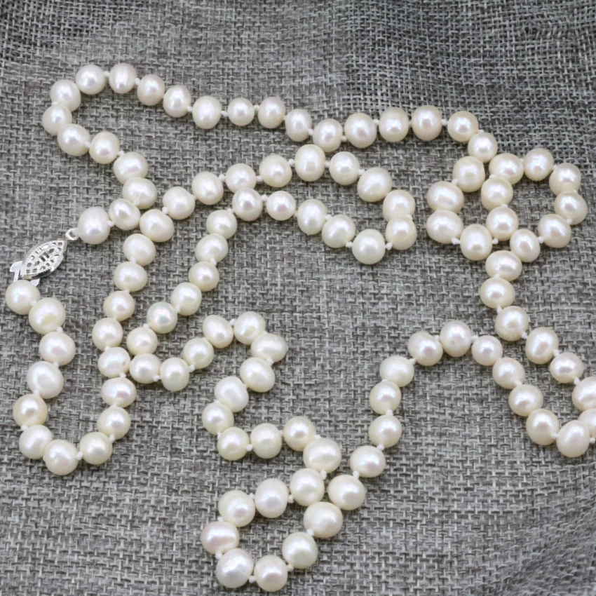 Fashion Necklace Pearl Jewelry Making 7-8mm Natural Pearls White Beads for Women Long Chain Charms High Grade Gifts 36inch B3239
Fashion Necklace Pearl Jewelry Making 7-8mm Natural Pearls White Beads for Women Long Chain Charms High Grade Gifts 36inch B3239