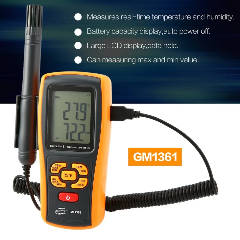 Benetech GM1361 Mini Digital Humidity Temperature Meter LCD Digital Thermo-Hygrometer Detector Moisture Meter Thermometer
Benetech GM1361 Mini Digital Humidity Temperature Meter LCD Digital Thermo-Hygrometer Detector Moisture Meter Thermometer