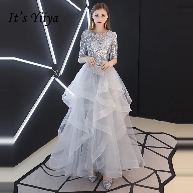 It's YiiYa Evening Dress 2019 Real Sequins Half Sleeve Tiered Hems Evening Gowns Gray Party Dresses LX1398 robe de soiree
It's YiiYa Evening Dress 2019 Real Sequins Half Sleeve Tiered Hems Evening Gowns Gray Party Dresses LX1398 robe de soiree