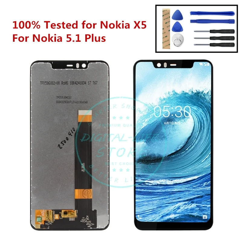 100% Tested for Nokia 5.1 Plus LCD Display Touch Screen 5.86" for Nokia X5 LCD Digitizer Assembly Replacement Repair Spare Parts
100% Tested for Nokia 5.1 Plus LCD Display Touch Screen 5.86" for Nokia X5 LCD Digitizer Assembly Replacement Repair Spare Parts