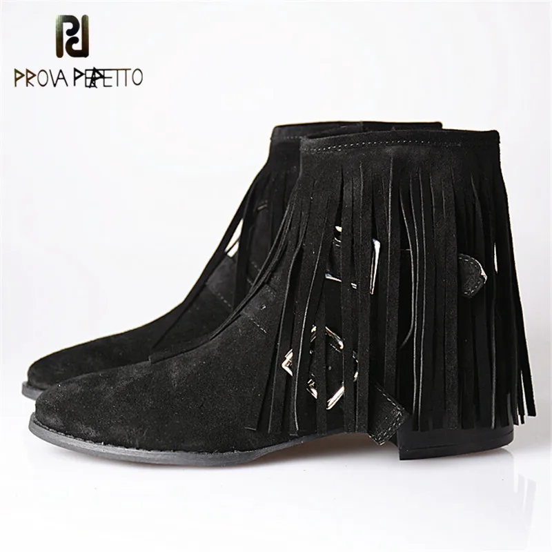 Prova Perfetto Whole Fringe Around Cow Suede Boots Women Solid Color Rivets Slip On Convenience High Heels Boots Warm For Female
Prova Perfetto Whole Fringe Around Cow Suede Boots Women Solid Color Rivets Slip On Convenience High Heels Boots Warm For Female