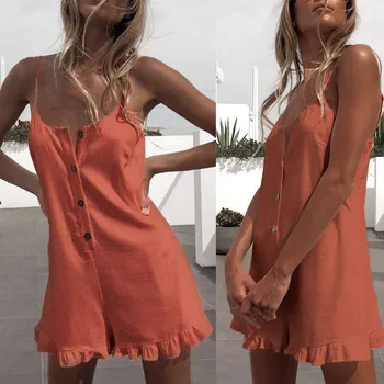 Women Spaghetti Strap Button Down Ruffles Jumpsuit Shorts Playsuits for Summer BMF88
Women Spaghetti Strap Button Down Ruffles Jumpsuit Shorts Playsuits for Summer BMF88