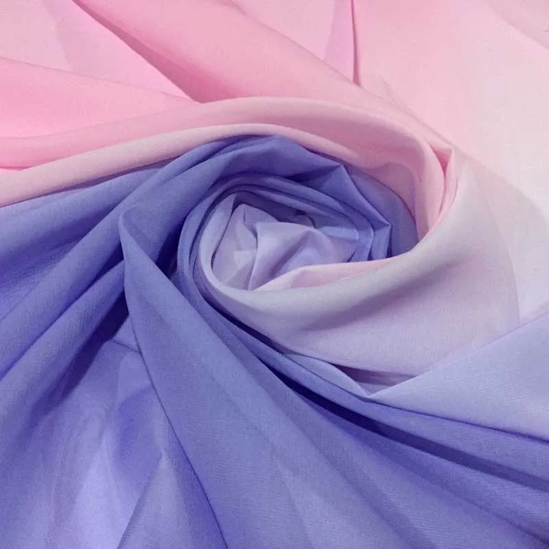 100D Sheer Tissue Chifon Material 2 Tone Chiffon Gradient Tissu Flowing Evening Dress Fabric For Costume Fabric
100D Sheer Tissue Chifon Material 2 Tone Chiffon Gradient Tissu Flowing Evening Dress Fabric For Costume Fabric