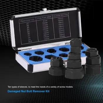 10pcs 9-19mm Damaged Nut Bolt Remover Kit Stud Extractor Broken Bolt Screw Remover Hand Tools Set Threading Tools Kit
10pcs 9-19mm Damaged Nut Bolt Remover Kit Stud Extractor Broken Bolt Screw Remover Hand Tools Set Threading Tools Kit