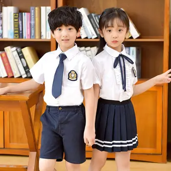 Children Short-sleeved Shirts Suit Summer Kid's School Uniform Navy Blue Cotton Costumes Set For Boys Girls With Tie Badge Z985
Children Short-sleeved Shirts Suit Summer Kid's School Uniform Navy Blue Cotton Costumes Set For Boys Girls With Tie Badge Z985