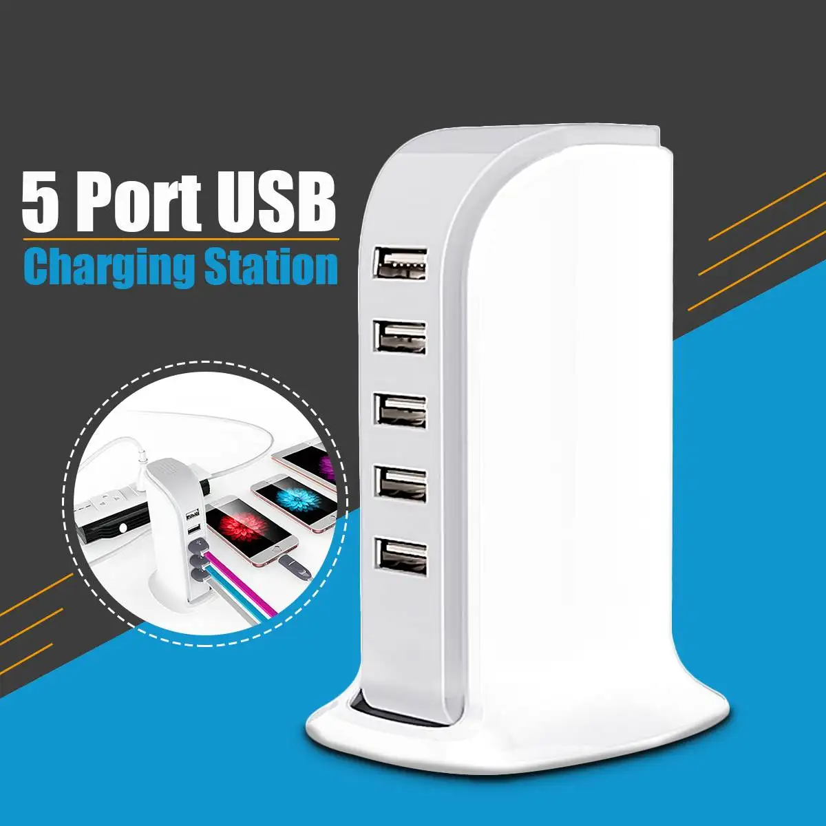 5 Port Multi USB Charging Charger Desktop Rapid Station For Smart Mobile Phone Tablet AC110-240V 6A
5 Port Multi USB Charging Charger Desktop Rapid Station For Smart Mobile Phone Tablet AC110-240V 6A
