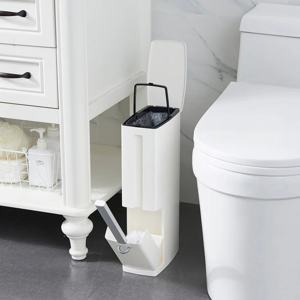 One-piece Plastic Bathroom Trash Can with Toilet Brush Waste Dustbin Garbage Bucket Bathroom Space Saving Trash Can Toilet Brush
One-piece Plastic Bathroom Trash Can with Toilet Brush Waste Dustbin Garbage Bucket Bathroom Space Saving Trash Can Toilet Brush