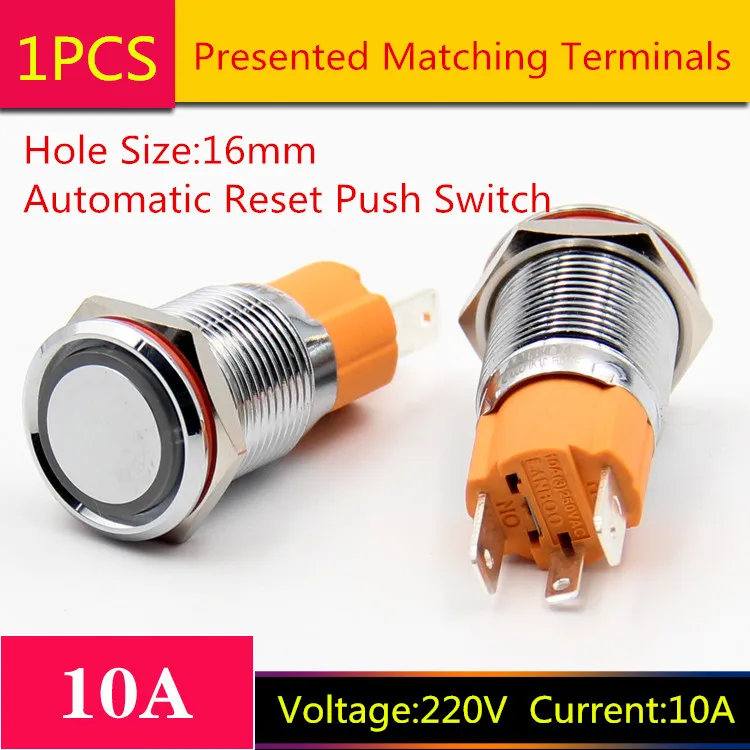 1PCS YT1786 Hole Size 16mm Metal Automatic Reset Switch Voltage 220V Current 10A Ring Light button Free Shipping
1PCS YT1786 Hole Size 16mm Metal Automatic Reset Switch Voltage 220V Current 10A Ring Light button Free Shipping