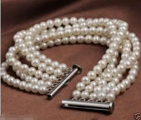 

FREE SHIPPING HOT sell new Style >>>> NEW Really beautiful 5 row 8-9mm AAA white akoya pearl bracelet 7.5 inch