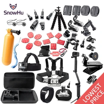 SnowHu For Gopro accessories set mount tripod 3 sjcam sj4000 kit for camera