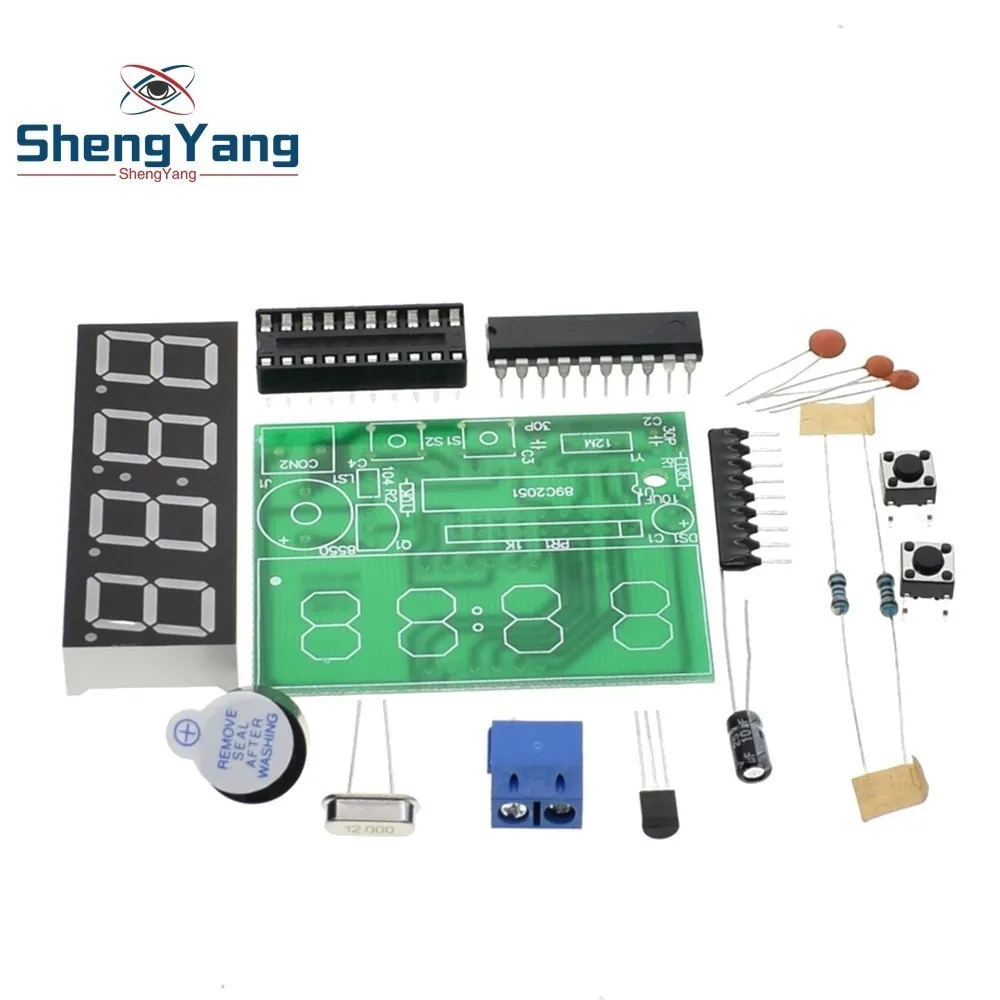 ShengYang AT89C2051 Digital LED Display 4 Bits Electronic Clock Electronic Production Suite DIY Kit 0.56 Inch Red Two Alarm
ShengYang AT89C2051 Digital LED Display 4 Bits Electronic Clock Electronic Production Suite DIY Kit 0.56 Inch Red Two Alarm