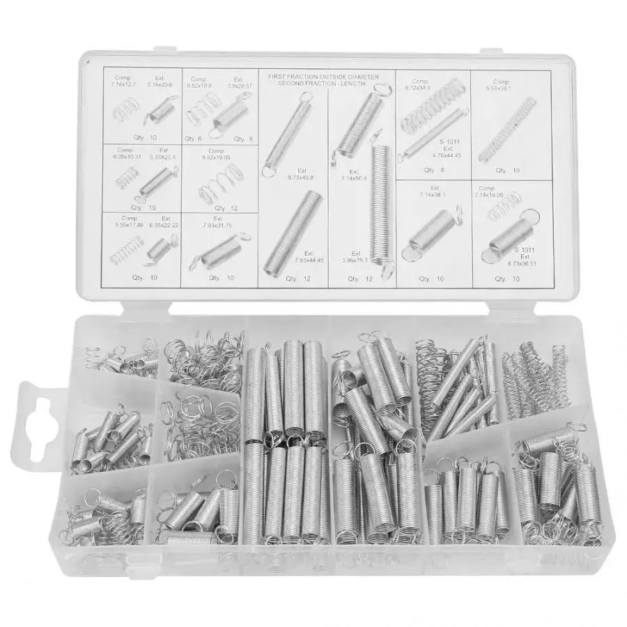 Molas Muelles Tensores 200pcs/Set Extension Tension Compression Spring Assortment Metal Springs Kit Druckfeder Spring Bar Tool
Molas Muelles Tensores 200pcs/Set Extension Tension Compression Spring Assortment Metal Springs Kit Druckfeder Spring Bar Tool