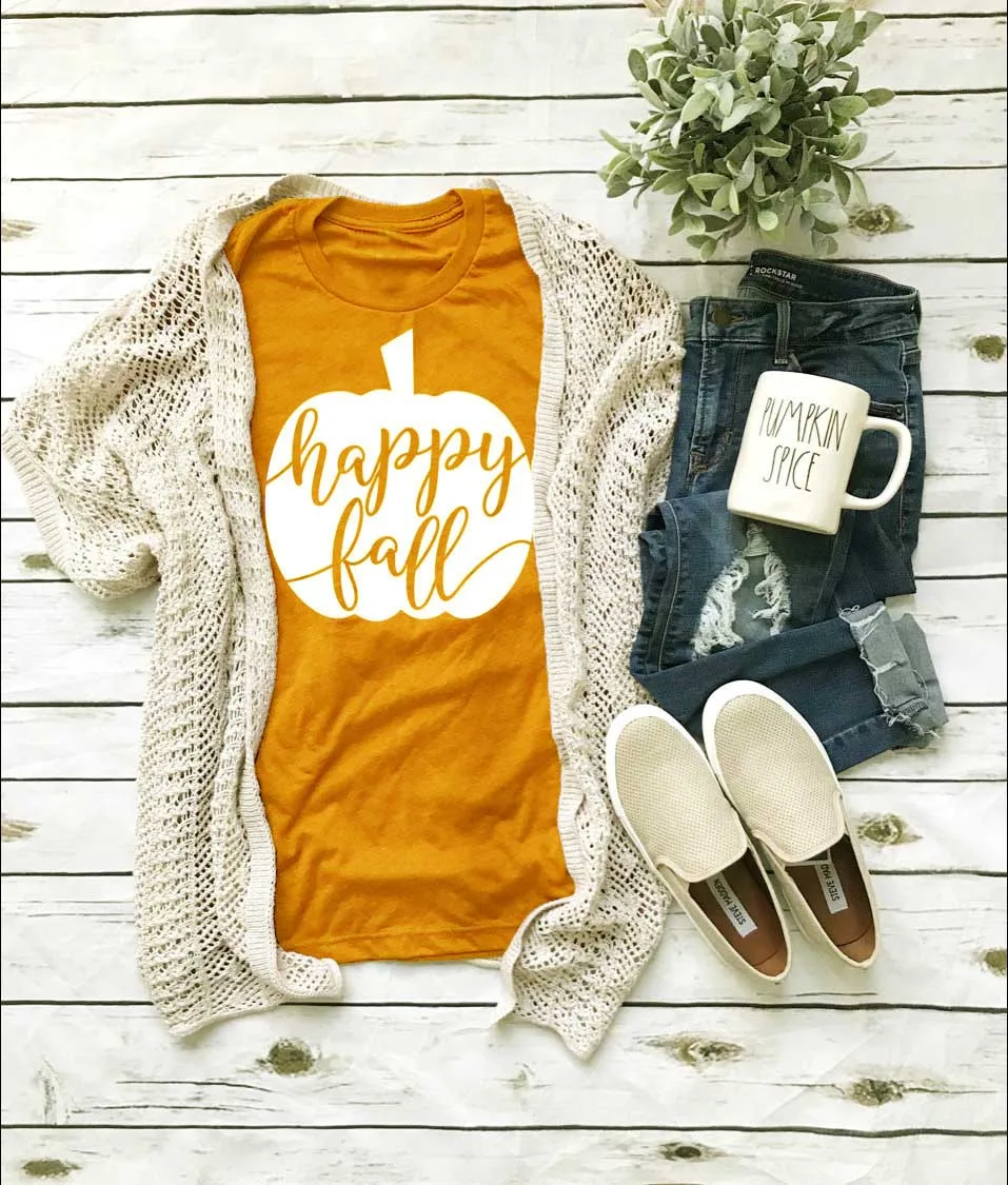 Happy fall shirt T-shirt new season funny pumpkin graphic Good elasticity autumn yellow pretty cotton casual shirt quote tee top
Happy fall shirt T-shirt new season funny pumpkin graphic Good elasticity autumn yellow pretty cotton casual shirt quote tee top