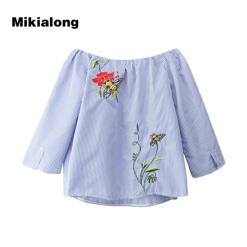 CUWHF Harajuku Bee Embroidery Striped Shirts Women 2018 Summer Sexy Off The Shoulder Ladies Top Long Sleeve Blouse Femme
CUWHF Harajuku Bee Embroidery Striped Shirts Women 2018 Summer Sexy Off The Shoulder Ladies Top Long Sleeve Blouse Femme