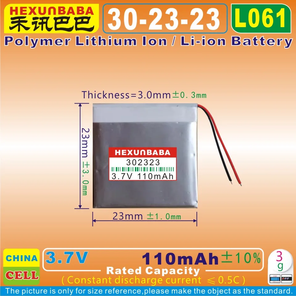 10 шт. [L061] 3 7 в 110 мАч [302323] полимерный литий-ионный/литий-ионный аккумулятор для