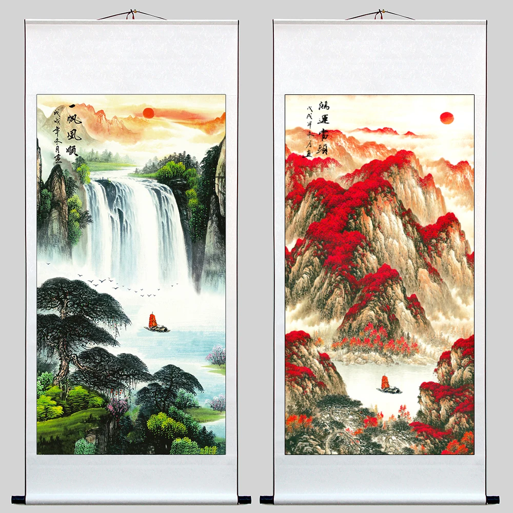 2pcs # TOP business gift # Home office WALL Decorative art - Mountain Sunset glow Landscape ART FENG SHUI silk painting
2pcs # TOP business gift # Home office WALL Decorative art - Mountain Sunset glow Landscape ART FENG SHUI silk painting