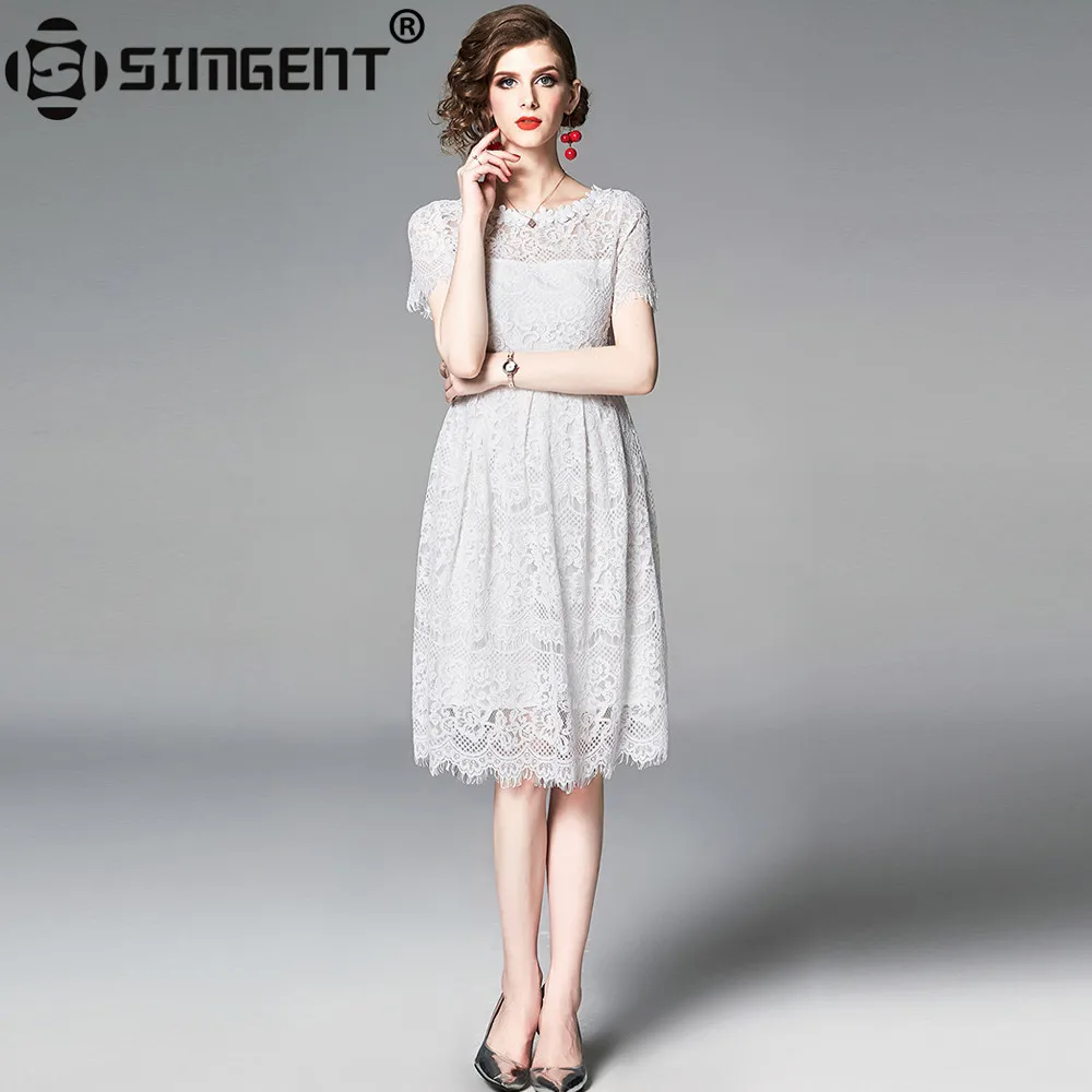 Simgent Summer Dress Women Short Sleeve Slim Elegant Casual A Line Hollow Out Lace White Dress Robe Femme Vestido Jurken SG9551
Simgent Summer Dress Women Short Sleeve Slim Elegant Casual A Line Hollow Out Lace White Dress Robe Femme Vestido Jurken SG9551