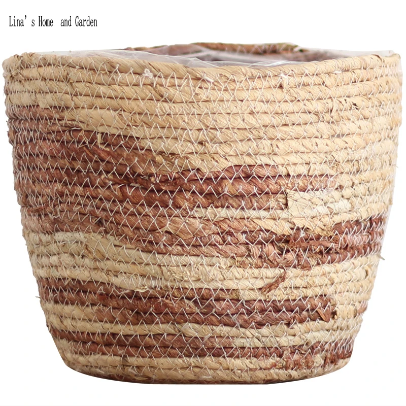 set 3 pieces nature straw storage basket handmade flower pot with plastic liner
set 3 pieces nature straw storage basket handmade flower pot with plastic liner