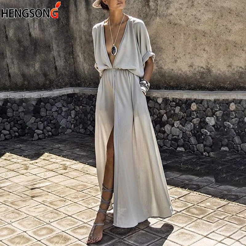Summer Long Maxi Dress Female Casual Loose Beach Dress Ankle-Length Empire V-Neck Long Split Dresses Vestidos Women Boho Dress
Summer Long Maxi Dress Female Casual Loose Beach Dress Ankle-Length Empire V-Neck Long Split Dresses Vestidos Women Boho Dress