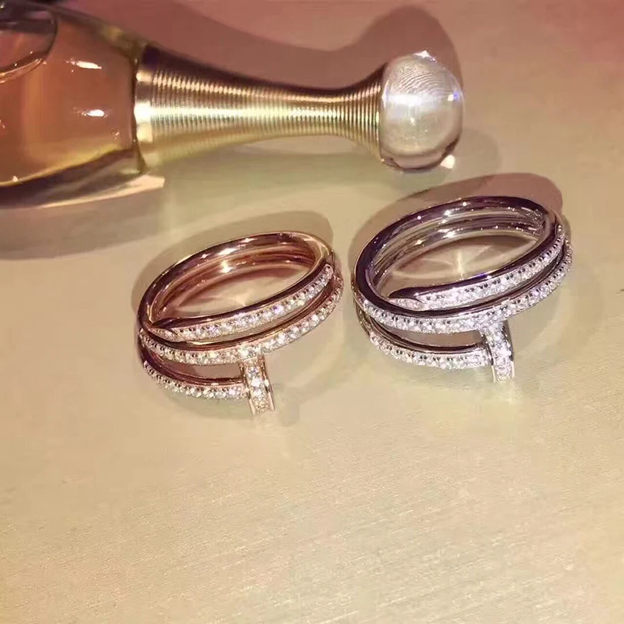 2019 Fashion 925 Sterling Silve Nail Ring Two-layer For Women Luxury Brand Designer Jewelry Crystal Wedding Engagement Ring
2019 Fashion 925 Sterling Silve Nail Ring Two-layer For Women Luxury Brand Designer Jewelry Crystal Wedding Engagement Ring