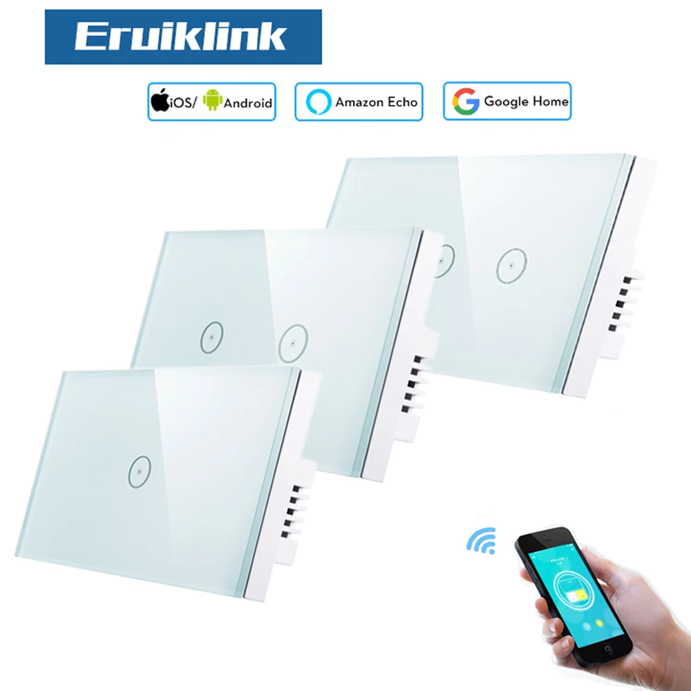 Eruiklink WiFi 1 2 3Gang Crystal Glass Touch Switches, Smart Wifi Light Switches works with Alexa for Smart Home APP control
Eruiklink WiFi 1 2 3Gang Crystal Glass Touch Switches, Smart Wifi Light Switches works with Alexa for Smart Home APP control